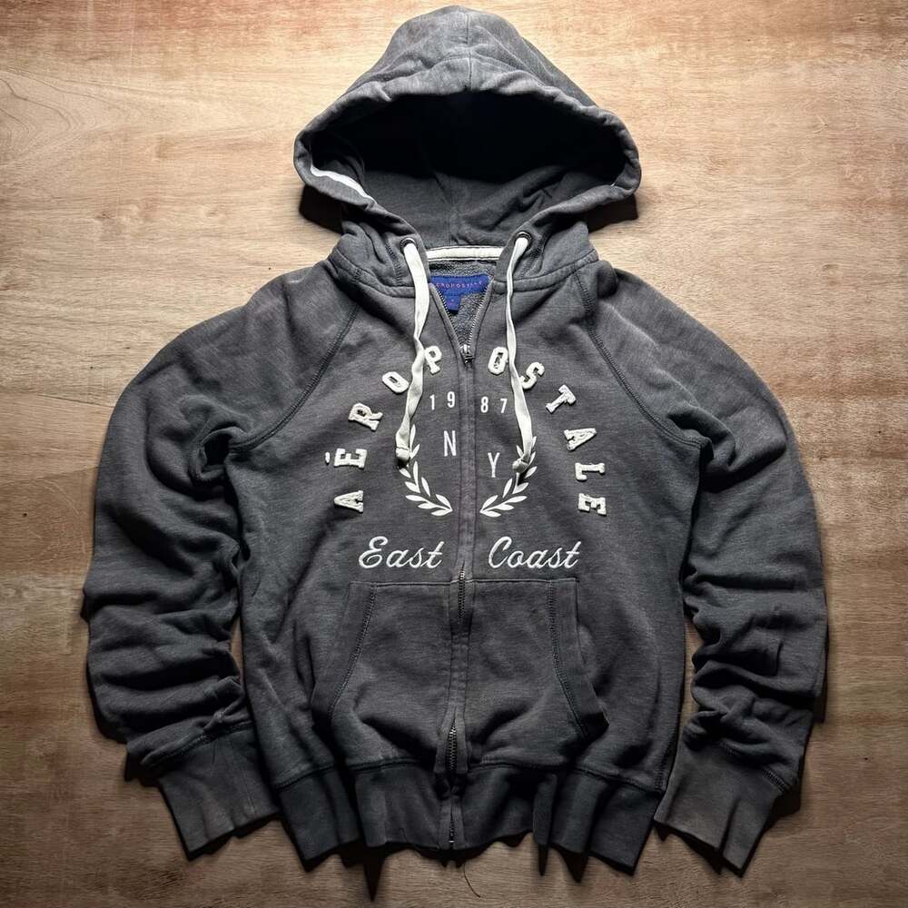 Aeropostale Full Zip Hoodie Size S Gray 1987 East Coast Women’s Sweatshirt